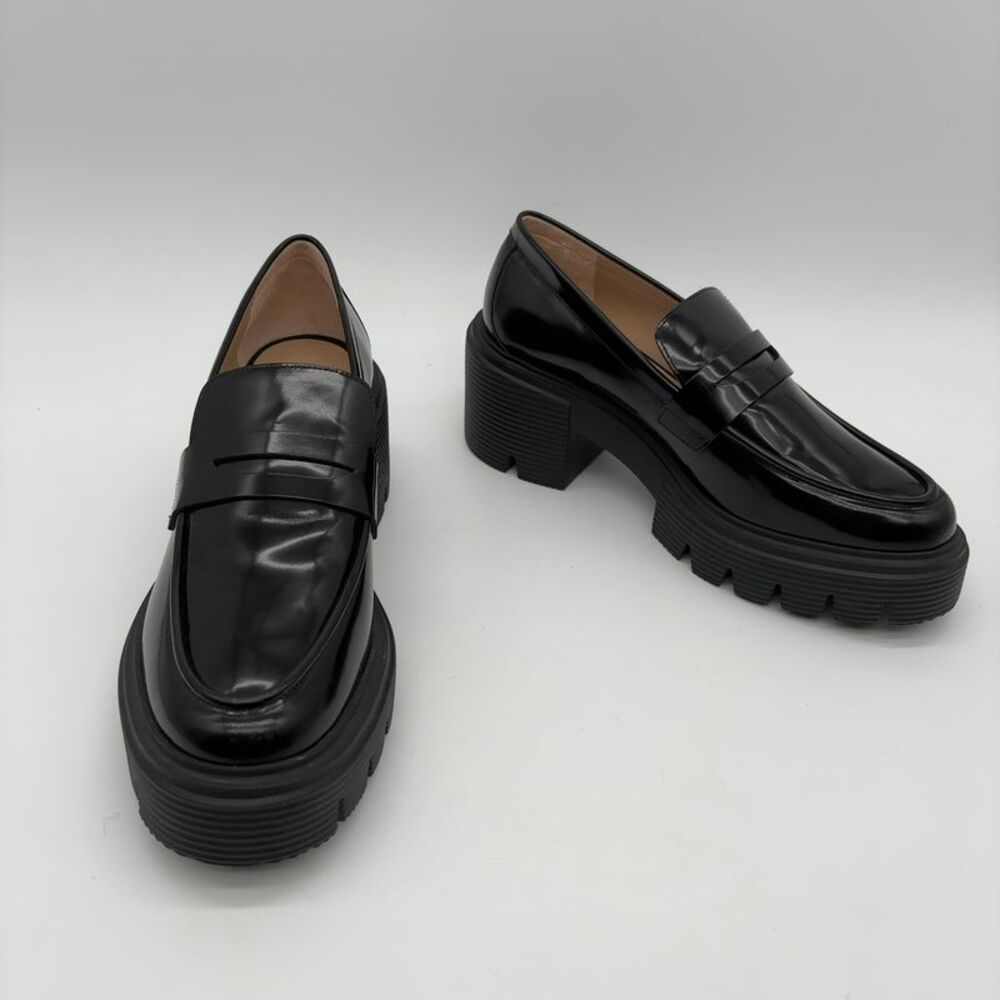 Stuart Weitzman Soho Patent Lug-Sole Penny Loafers